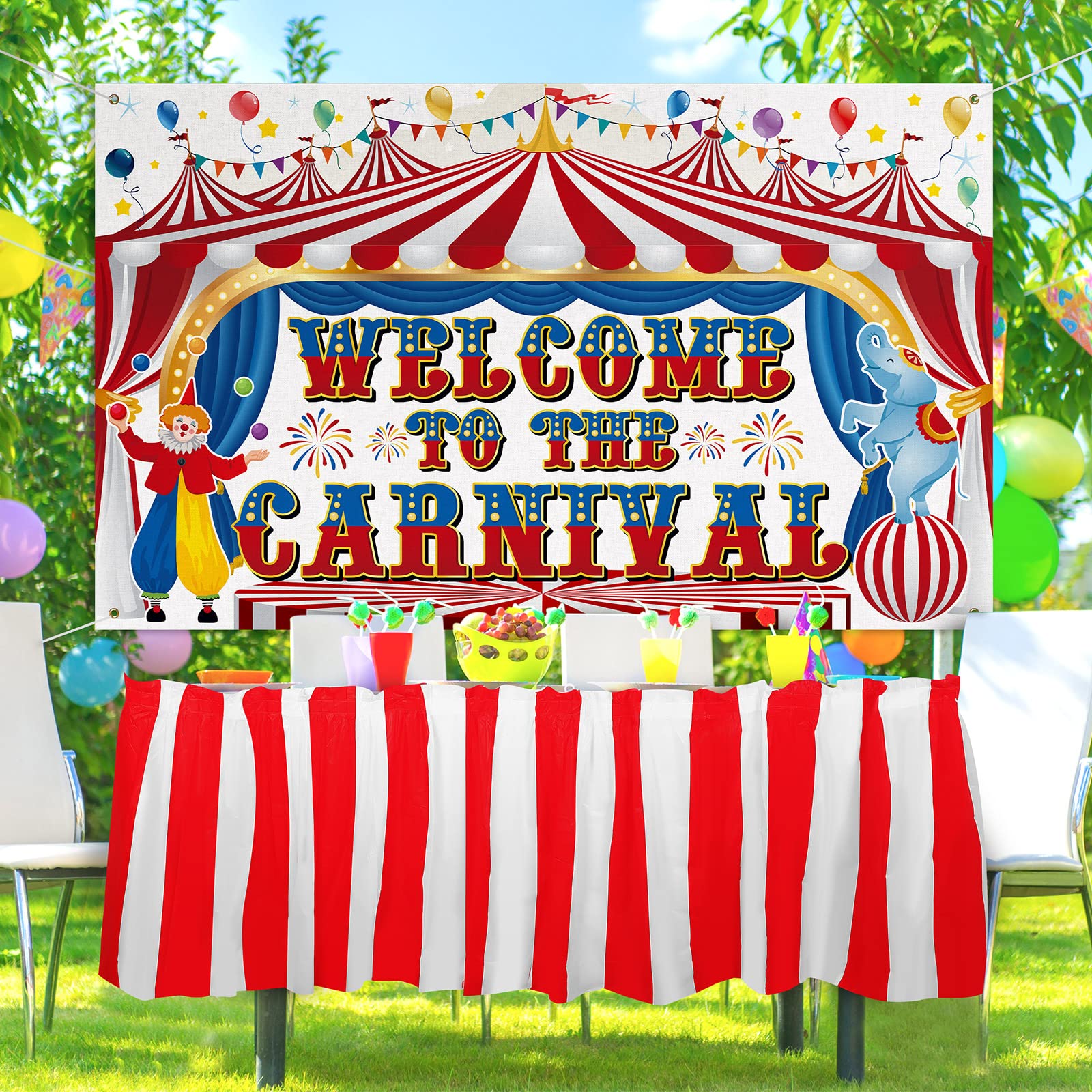 Large Carnival Circus Party Decorations 71 x 43 Inch, Welcome to The