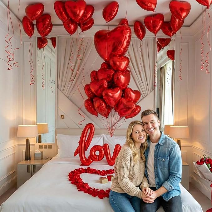 Valentines Day Balloons with Heart Shape love Foil Balloons for