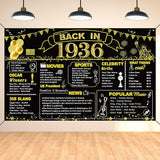 DARUNAXY 90th Birthday Black Gold Party Decoration, Back in 1936