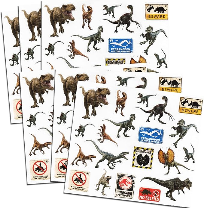 Jurassic World Dinosaur Stickers Party Favors Bundle ~ 450 Jurassic