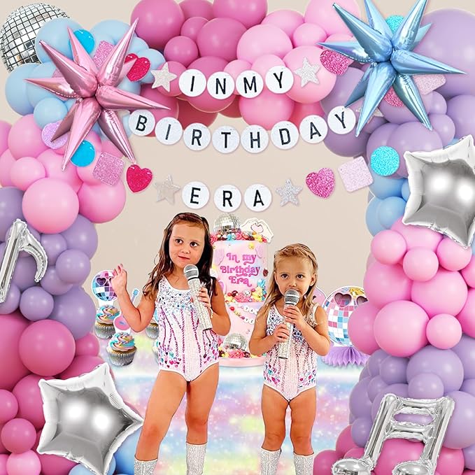 JOGAMS 184Pcs Silver Blue Pink and Purple Balloon Arch Kit with In My