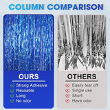 Voircoloria 3 Pack 3.3x8.2 Feet Blue Foil Fringe Backdrop Curtains,