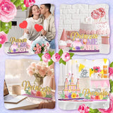 6 Pcs Princess Party Centerpieces Floral Wooden Princess Theme Table