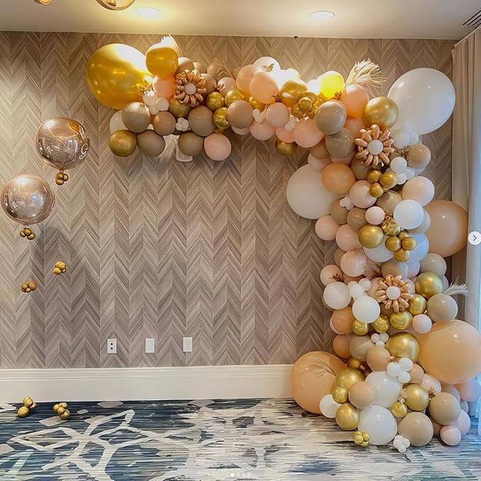 Rose Gold Balloon Arch Kit Nude Light Pink Gold Confetti Party
