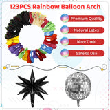 Amandir Glow in the Dark Party Decorations, 80S Disco Rainbow Balloon