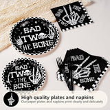 96Pcs Bad Two The Bone Party Supplies Black White Rock 2nd Birthday