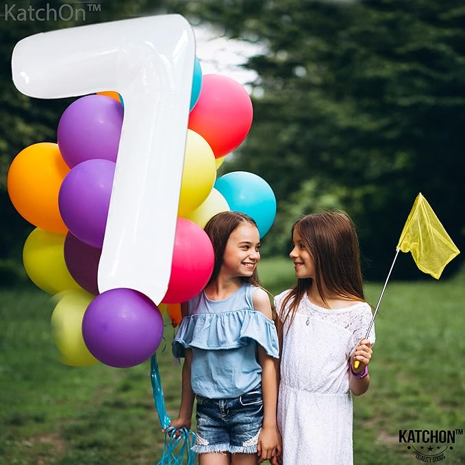 KatchOn, Giant White Number 7 Balloon - 40 Inch | 7th Birthday