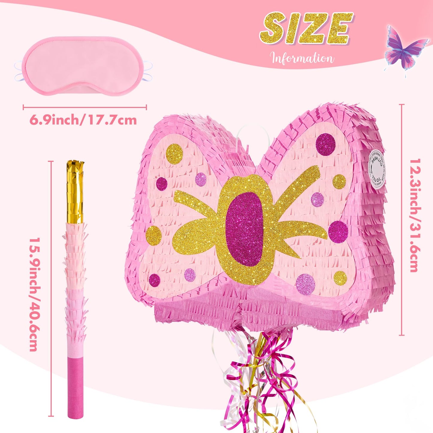 WERNNSAI Pink Bow Piñata - Girls Birthday Party Decoration Bow Tie