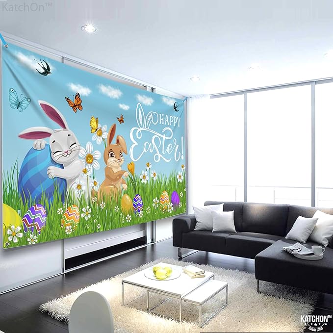 Happy Easter Banner XtraLarge 72x44 Inch Easter Backdrop for