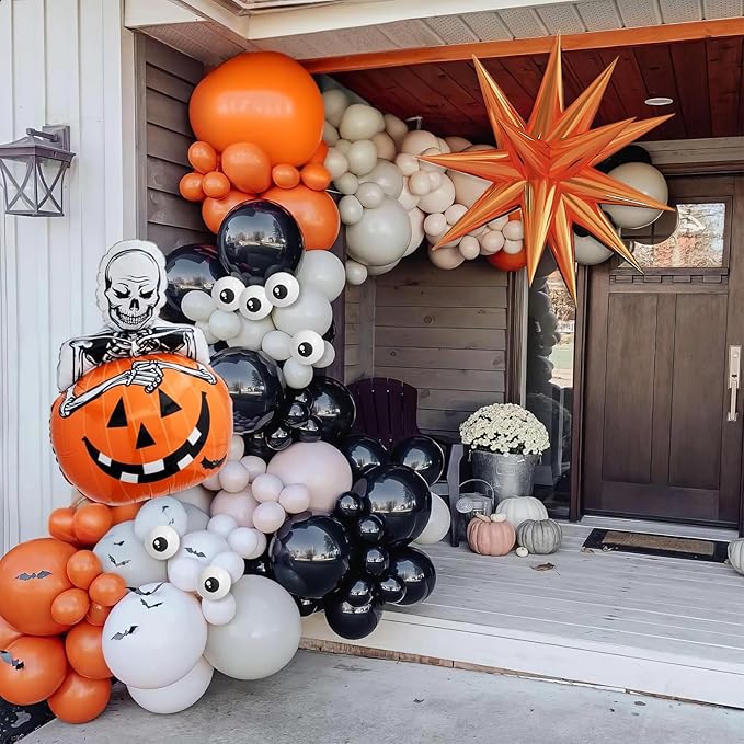Halloween Balloon Arch Kit with Pumpkin Explosion Star Foil Balloons