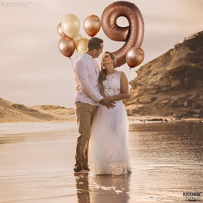 KatchOn, Giant Coffee Brown Number 9 Balloon - 40 Inch | Foil 9