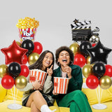 4 Sets Movie Night Party Balloons Stand Kit with Popcorn Clapboard