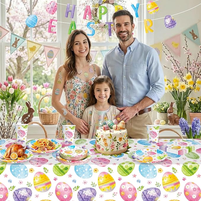 102 Pcs Easter Party Decorations Set Spring Watercolor Eggs Paper