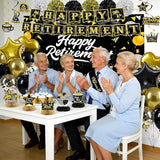 Retirement Party Decorations, Black Gold Happy Retirement Decorations
