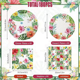 180PCS Hawaiian Luau Party Supplies – Hawaiian Tropical Paper Plates