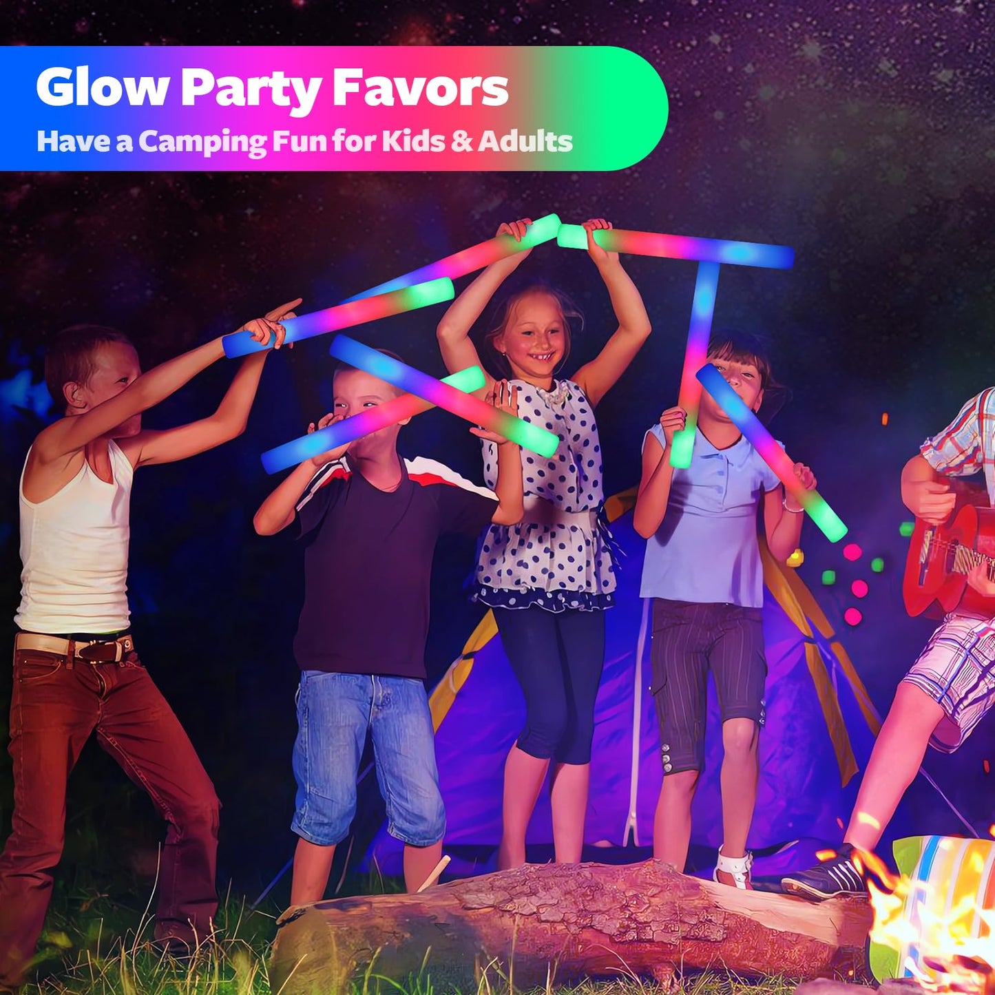 wellent 220 PCS LED Foam Glow Sticks Bulk, Glow in the Dark Party