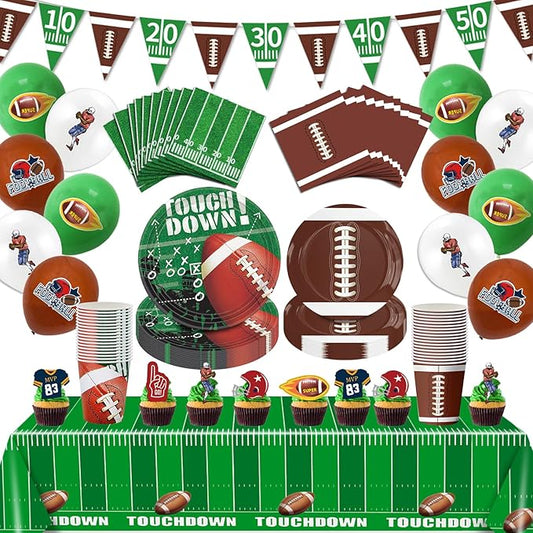 140PCS Football Party Supplies Tableware Set Serve 24 Football