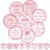 Gejoy 24 Pcs Pink Bow Foldable Fan Style Summer Flower Handheld Round