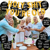 Holy Shit You're Old Banner Funny Abusive Old Age Birthday Party