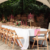 8Pack Disposable Plastic Tablecloths and Satin Table Runner Set White