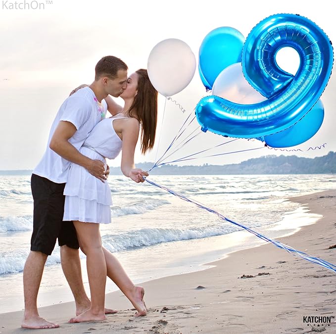 KatchOn, Giant Blue Number 9 Balloon - 40 Inch | Foil 9 Birthday
