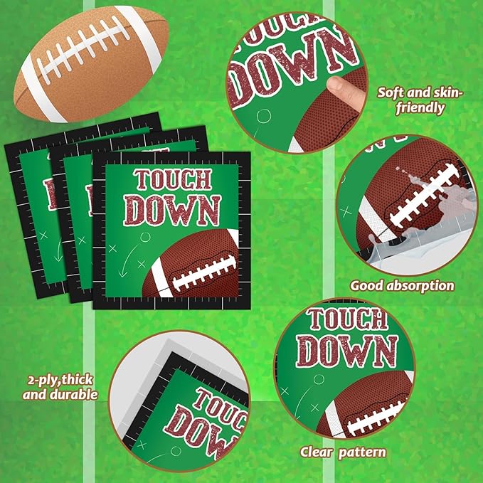 96 PCS Football Party Tableware Sets Touch Down Themed Sports