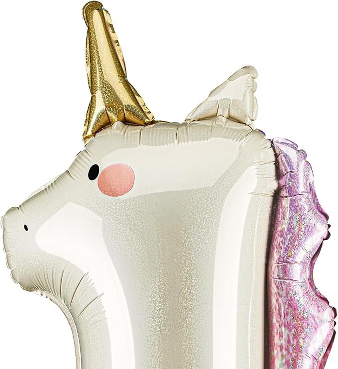 Unicorn Number 1 Balloon PartyDeco 36.5 Inch Holographic Foil 1st