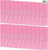 20 Pack Foil Curtain Pink Backdrop Streamers Metallic Tinsel Fringe