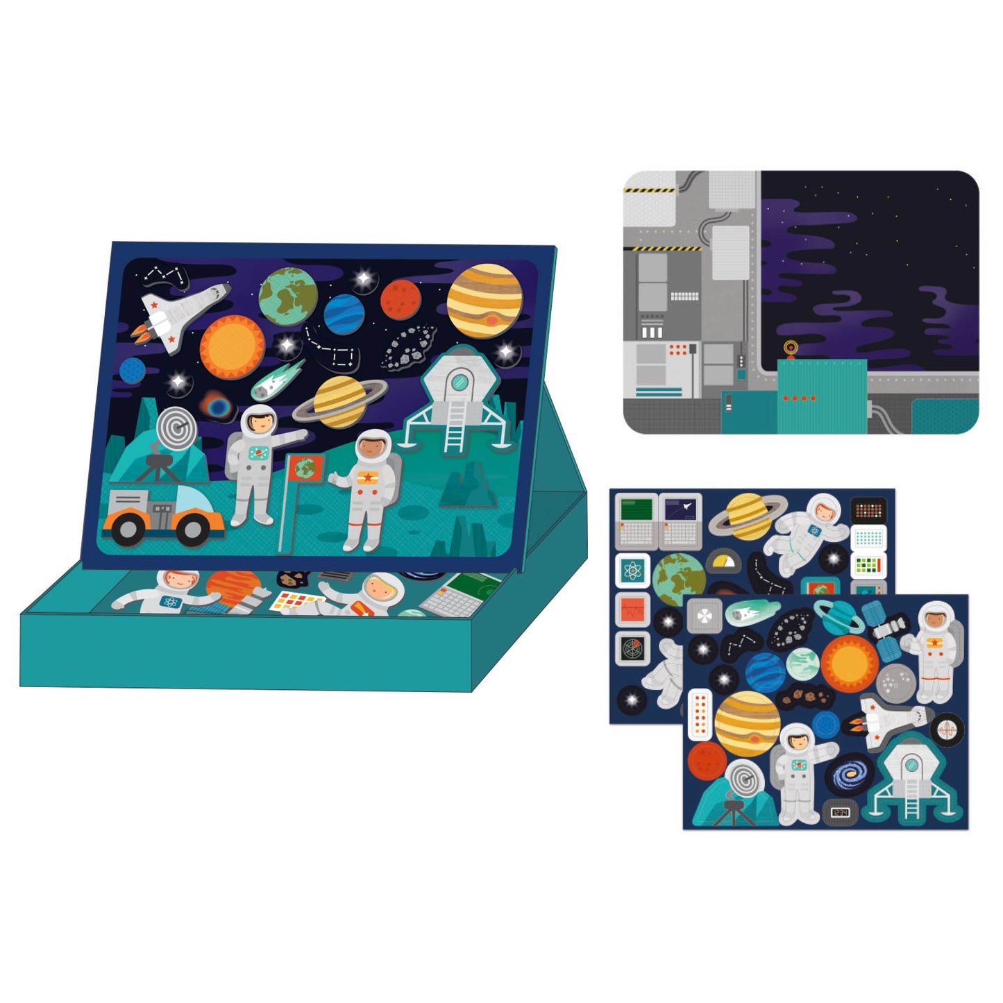 Petit Collage Outer Space Play Scene Mix and Match Magnetic Pieces,