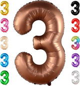 KatchOn, Coffee Brown Number 3 Balloon - 40 Inch | Big Brown 3