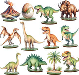 12Pcs Dinosaur Wood Table Sign Tabletop Centerpieces Funny Cartoon