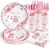 168Pcs Baby Shower Decorations for Girl, Pink Floral Baby Shower