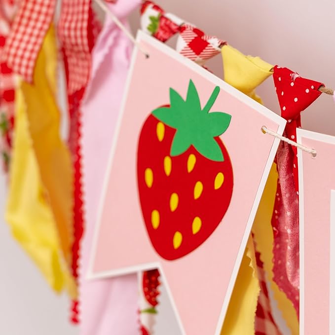Strawberry First Birthday High Chair Banner Sweet Berry 1st Birthday