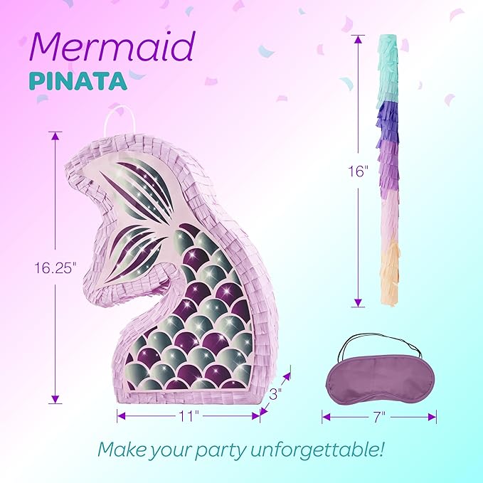 4E's Novelty Mermaid Pinata With Bat & Blindfold for Mermaid