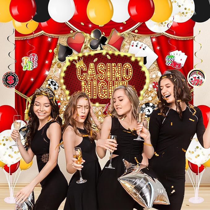 175Pcs Casino Party Decorations Set with Plates Cup Tableware Casino