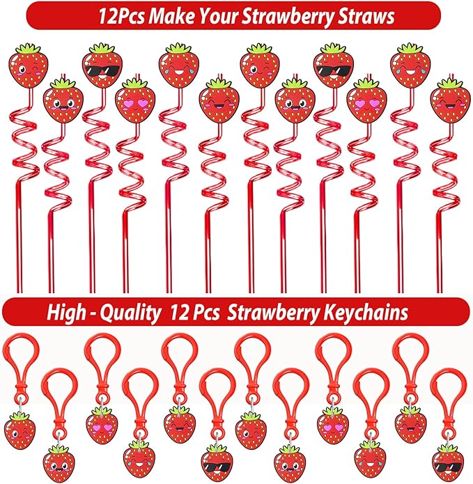 208PCS Strawberry Party Favors Berry First Birthday Decor Theme