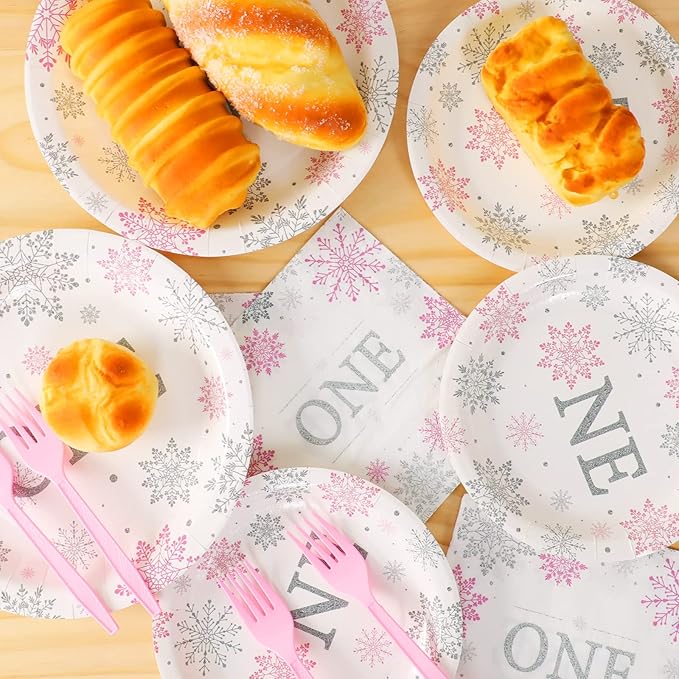 Winter Onederland 1st Birthday Themed Tableware Snowflake One Plates