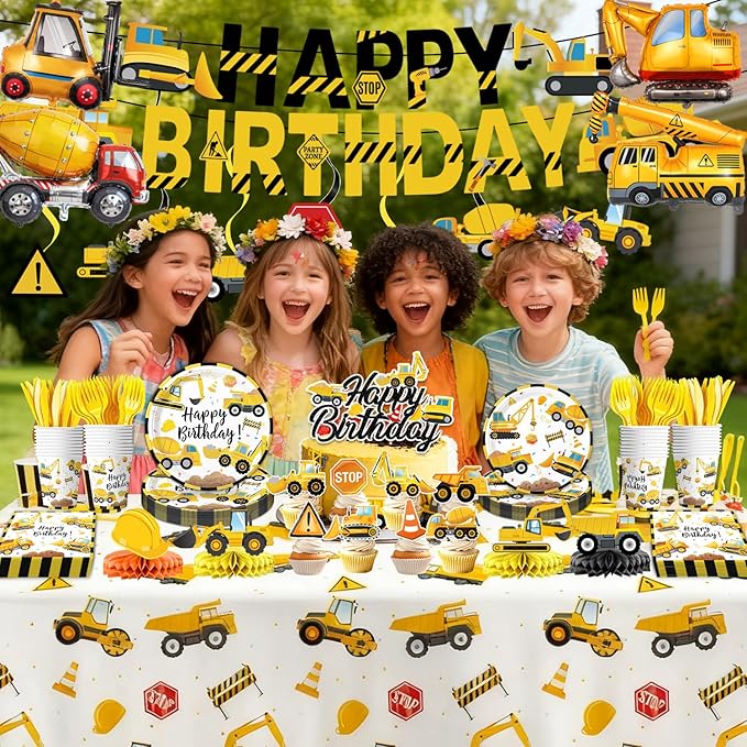Construction Birthday Party Supplies Plates Napkins Cups Cutlery