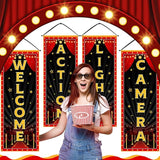 4 Pcs Movie Night Porch Banner Movie Themed Party Decorations