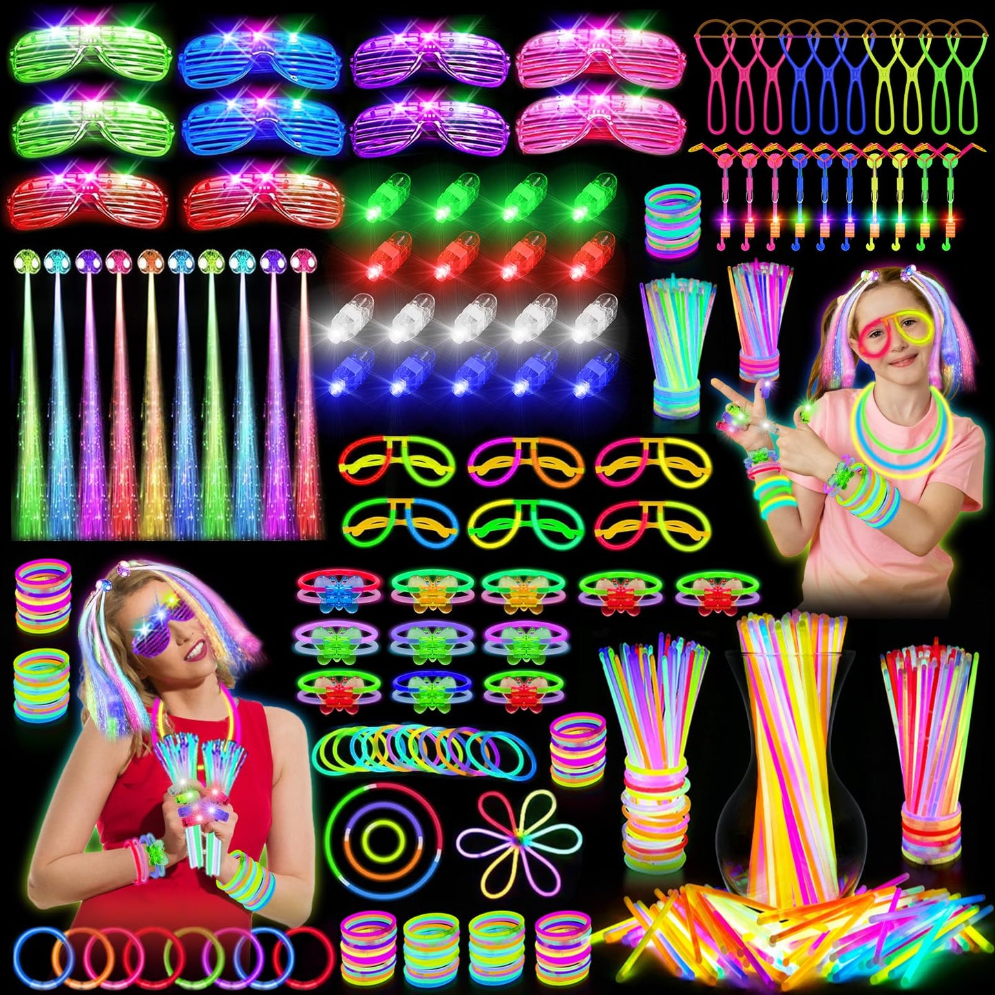 OLUPP Glow in the Dark Party Supplies, 264 PCS Light Up Party Favors