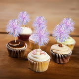 Gyufise 30Pcs Foil Firework Cupcake Toppers Sparkle Tinsel Cake #3