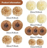 PAPER JAZZ 15 Pcs Wedding Decoration Vintage Beige Pompoms Decoration