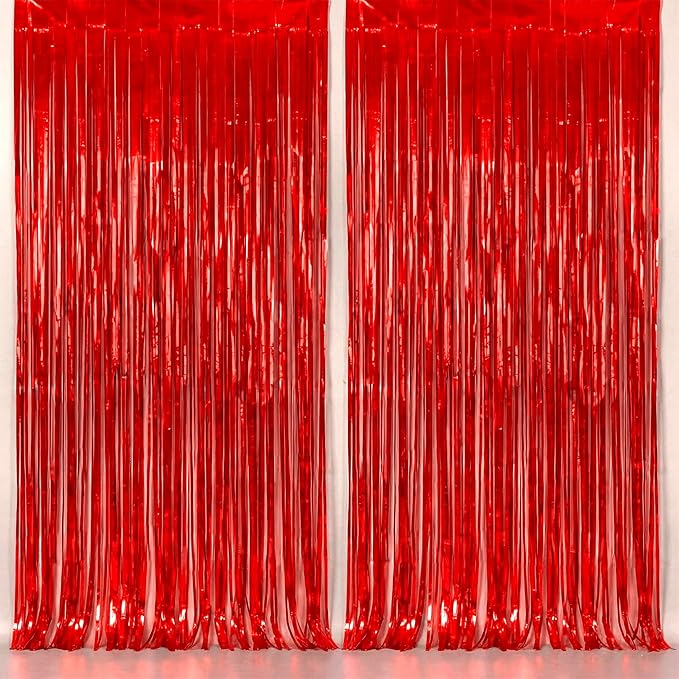 KatchOn, XtraLarge Red Streamers Backdrop - 3.2x8 Feet, Pack of 2 |