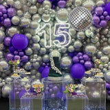 Purple Silver Balloon Arch Kit Halloween Disco Dark Royal Purple