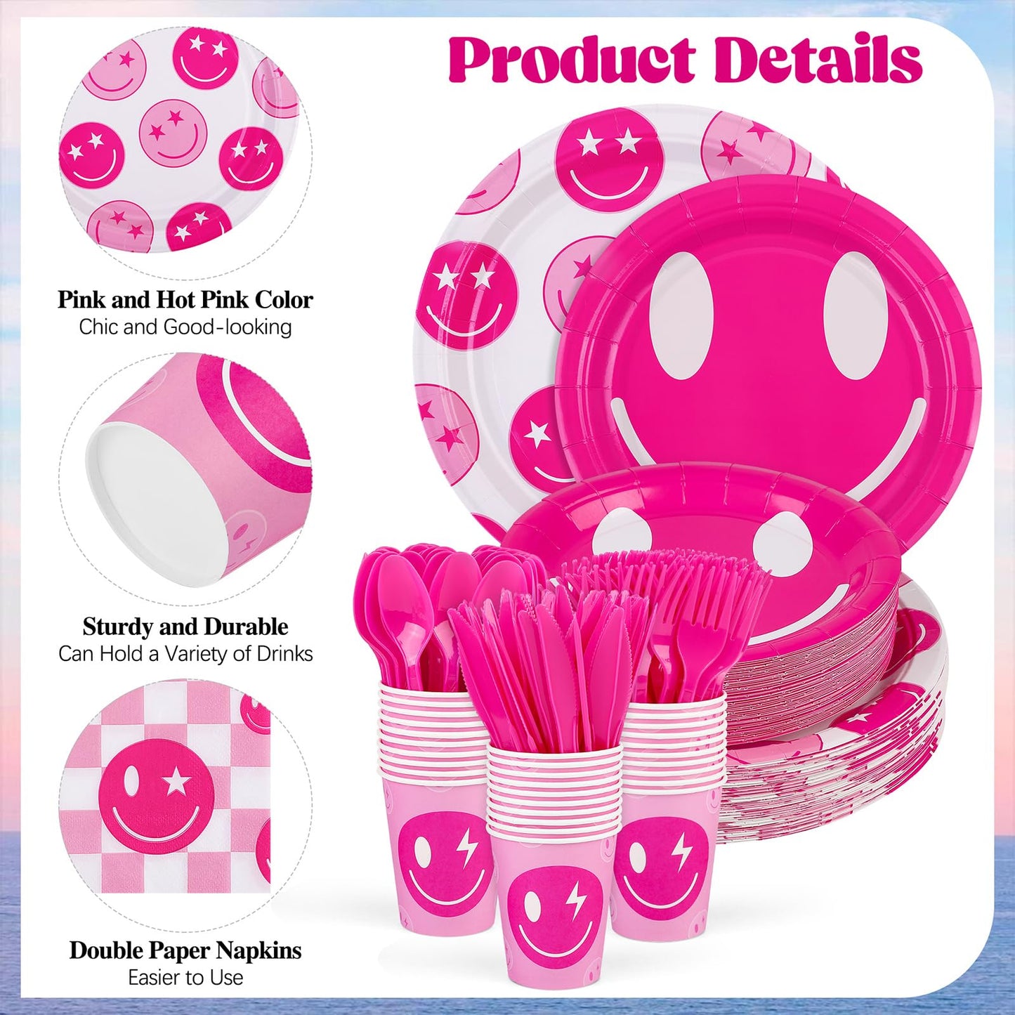 durony 350 Pcs Preppy Birthday Decorations 50 Guest Disco Cowgirl