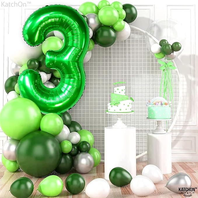 KatchOn, Giant Green Number 3 Balloon - 40 Inch | Three Rex Birthday