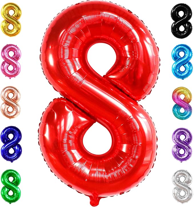 KatchOn, Giant Red 8 Balloon Number - 40 Inch | Number 8 Balloon, 8th