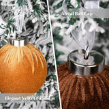 Gold Velvet Christmas Tree Ornaments - 15pcs Shatterproof Christmas