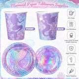 Purple Mermaid Party Tableware Supplies 168PCS Mermaid Plates