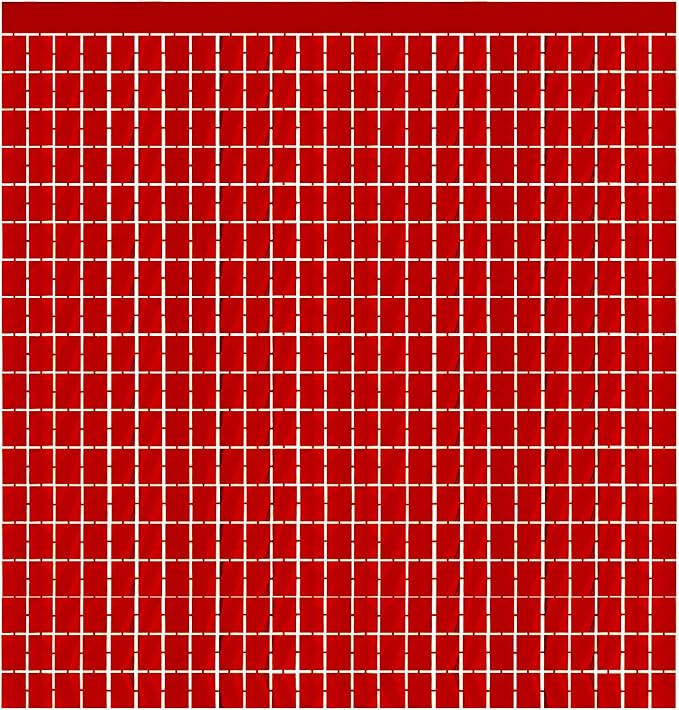 GOER Red Party Backdrop Metallic Tinsel Foil Fringe Curtains Photo